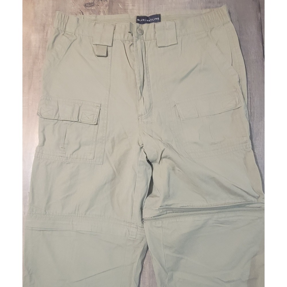 Blue Skyline Mens 34x30 Convertible Cargo Pants Khaki Tan Zip Off Hiking Outdoor
